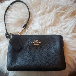 Black Leather Coach Wristlet